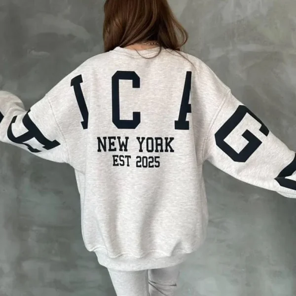 Long Sleeve Casual Loose Pullover Tops Y2K Streetwear Printed Oversized Crewneck Sweatshirts for Women
