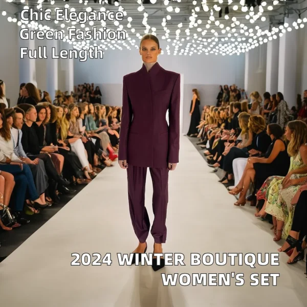 2025 Winter New Fashion Simple Style Boutique High-End Long Sleeved Pants Women's Set XL Size Solid Pocket Splicing - Image 2
