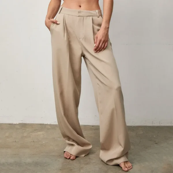 Women's Wide Leg Pants High Waisted Casual Business Work Trousers Loose Fit Long Straight Suit Pants