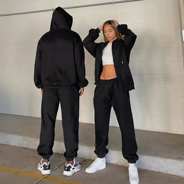 Men Women Oversized Joggers Set Unisex Sweatsuit Tracksuit Full Zip up Hoodies and Sweat Pants Set - Image 5