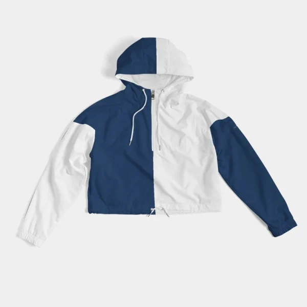 Women's Elastic Cuffs Large Pockets Mesh Lined Jogging Wear Half Zip Hoodie Set Nylon Waterproof Cropped Windbreaker Jacket - Image 2