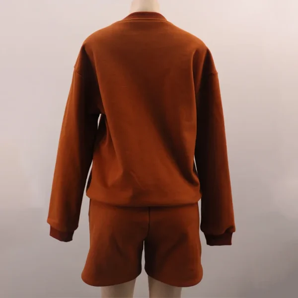 Cotton Unisex Sweatsuit Tracksuit Crew Neck Sweatshirt Shorts Set Jogging Sweatsuit for Men Women - Image 3