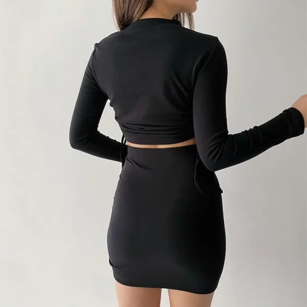 Women Clothing Summer Two Piece Skirt Outfits Side Ruched Crop Top and Bodycon Mini Skirt Matching Sets - Image 6