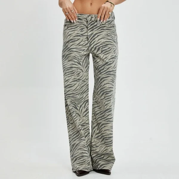 Streetwear Y2K Wide Leg Zebra Baggy Jeans Mujers Jeans High Waisted Loose Washed Denim Pants for Women - Image 2