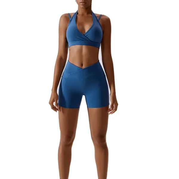 Cross Nude Feel Yoga Set 2 Pieces Set Breathable Skinny Running Suit Sports Back Shaping Workout Sweatsuit