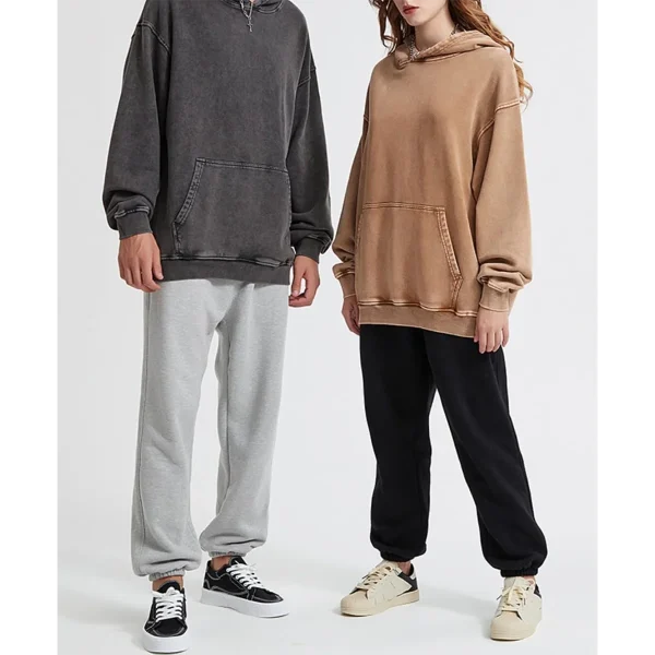 500gsm Heavy Plain Heavyweight Distress Oversized Blank Stone Acid Vintage Wash Hoodie Essentials Hoodie - Image 5