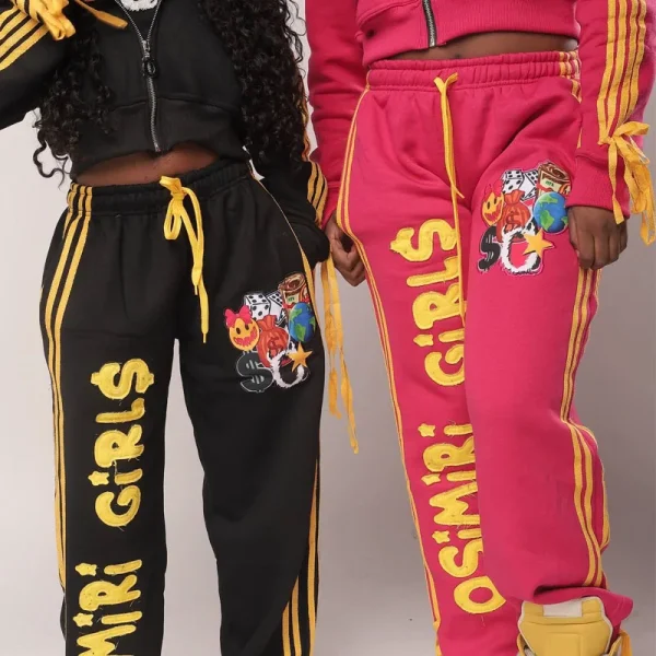 Womens Cotton Sweatsuit Sets Zip up Hoodie and Sweatpants Matching Applique Embroidery Y2K Streetwear Tracksuits - Image 5