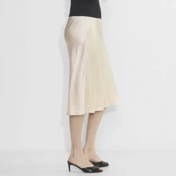 Women's Midi Satin Skirt Dressy Casual Summer High Waisted a Line Flowy Ruffle Elegant Party Skirts - Image 3