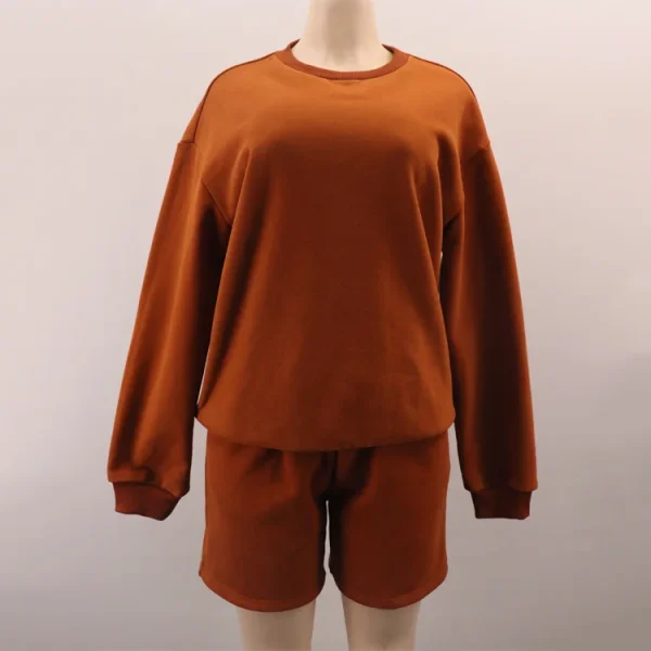 Cotton Unisex Sweatsuit Tracksuit Crew Neck Sweatshirt Shorts Set Jogging Sweatsuit for Men Women - Image 2