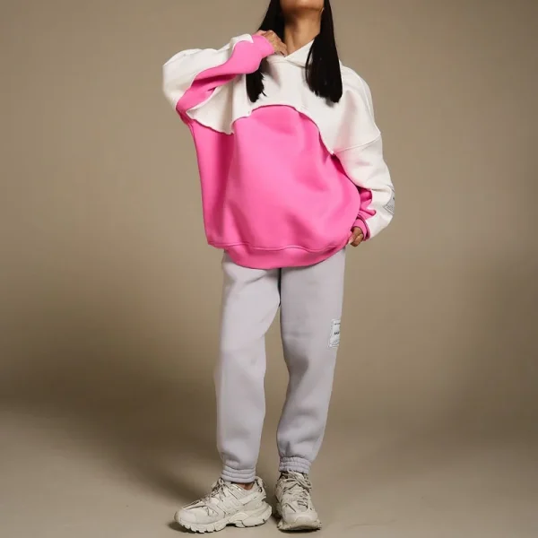 Design Women's Essentials Hoodies Sweatshirts Streetwear High Quality Cotton Two Tone Pullover Oversized Hoodies - Image 2