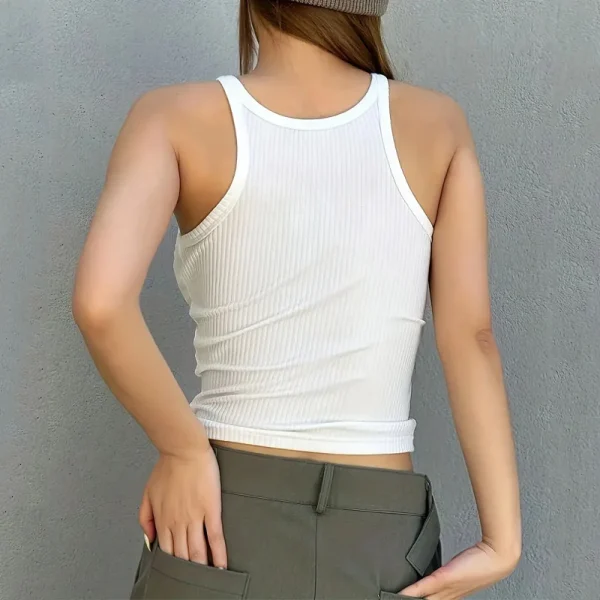 Women's Sleeveless Tank Top Form Fitting Scoop Neck Ribbed Knit Basic Cami Shirts - Image 3