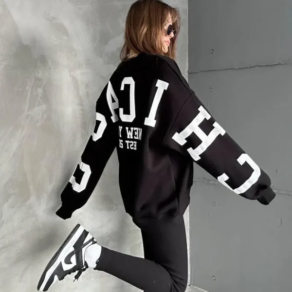 Long Sleeve Casual Loose Pullover Tops Y2K Streetwear Printed Oversized Crewneck Sweatshirts for Women - Image 4