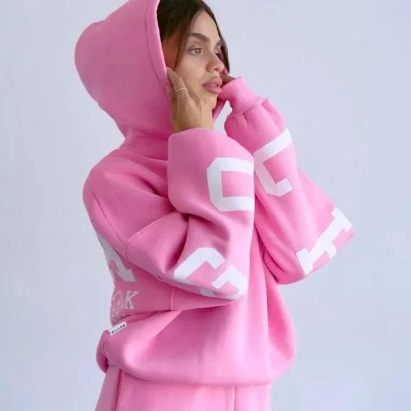 Luxury Women's Thick Cotton Oversized Hoodie Graphic Screen Print Hoodie High Quality Tracksuit Sweatpants and Hoodie Set - Image 2