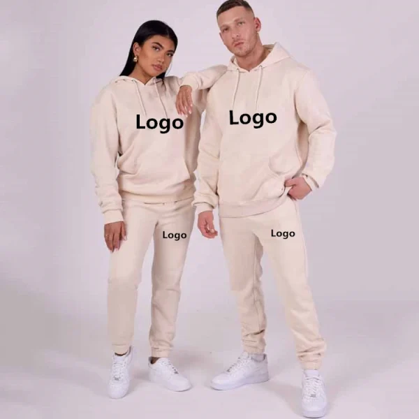 100% Cotton Fleece Jogging Track Sweat Suit Unisex Men Women Jogger Sweatsuit Tracksuit Sweatpants Hoodie Set With - Image 4