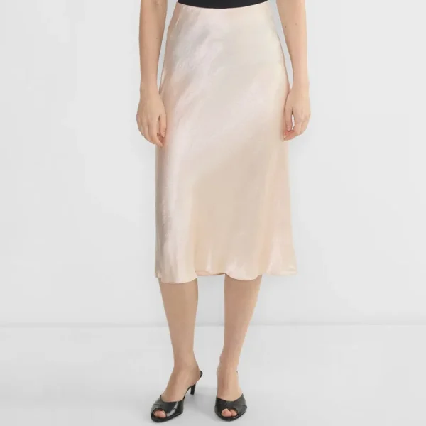 Women's Midi Satin Skirt Dressy Casual Summer High Waisted a Line Flowy Ruffle Elegant Party Skirts