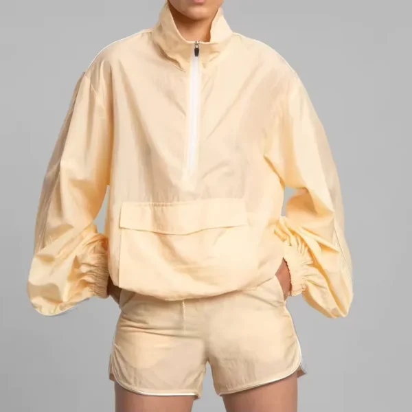 Comfort Women Two Piece Set Long Sleeve Half Zipper Windbreaker Sweatsuit Windbreaker and Shorts Casual Sports Suit Outdoor Set