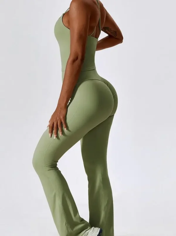 Women's High Quality Halter Neck Flared Yoga Jumpsuit - Image 3