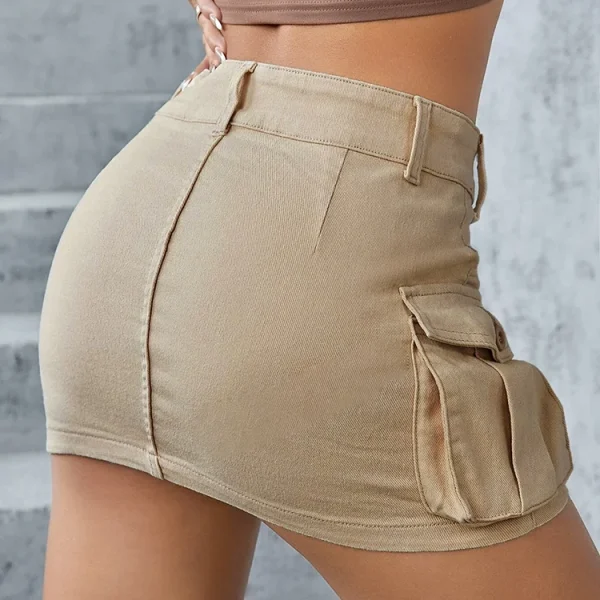 Latest Design Vintage Y2k Cargo Mini Denim Skirts Flap Pocket Low Waist Pleated Skirt - Image 2