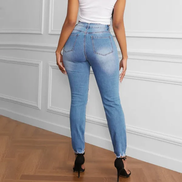 Fashion New Arrival Women Casual Skinny High Waist Ripped Jeans - Image 3