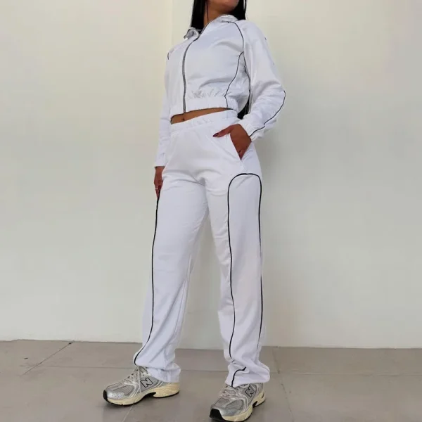 Women Cotton Jogging Suit High Quality Sweatsuit Matching Sets Crop Hoodie Jogger 2 Piece Outfit Essentials Tracksuit - Image 4
