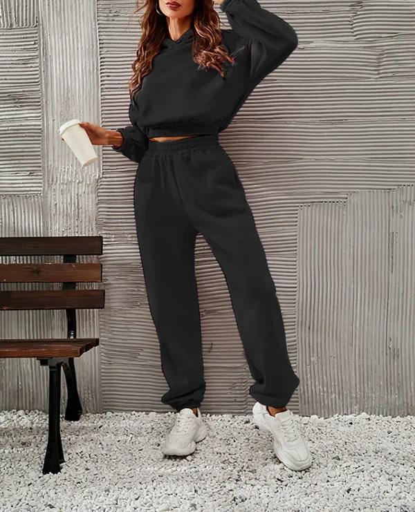 High Quality Female Fashion Tech Fleece Jogging Sweatsuit 100% Cotton Women Hoodies Sweatpants Sets for Winter - Image 2