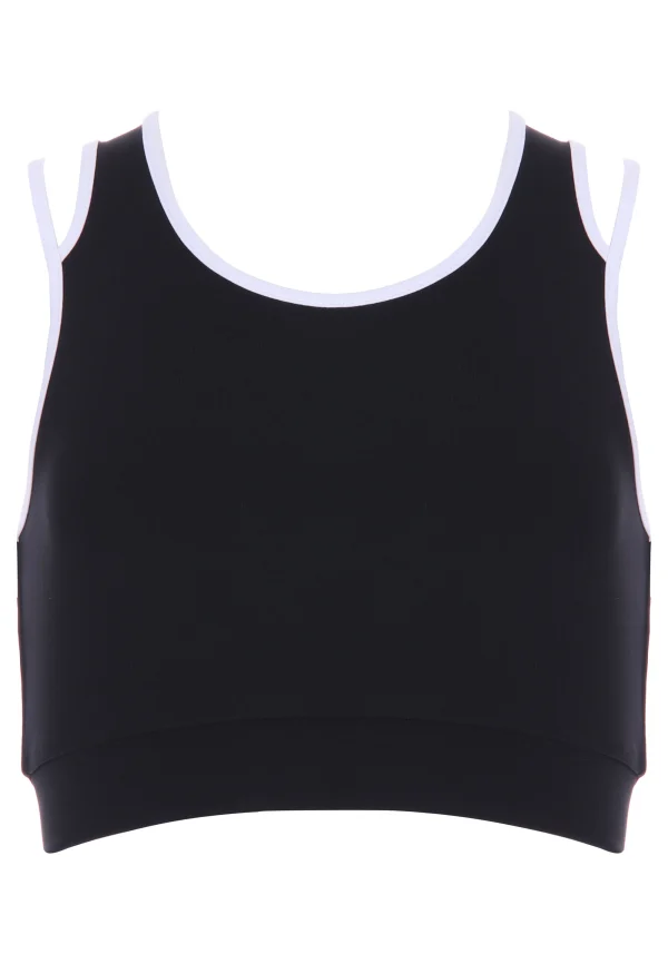 Women's Cropped Tank Top Solid Sleeveless Tops Black Active Vest Summer Contrast Running Vest for Women Training Tennis Wear - Image 5