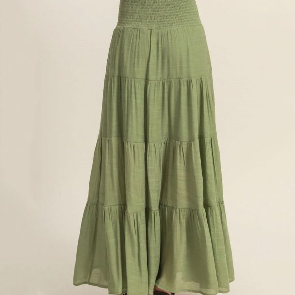 Womens Boho Maxi Skirt Summer A-Line High Waisted Ruffle Tiered Flowy Long Skirt - Image 6