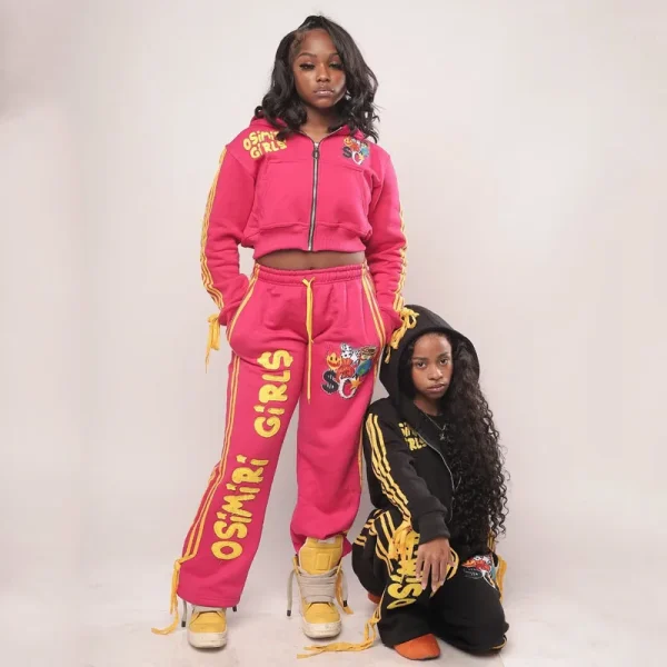 Womens Cotton Sweatsuit Sets Zip up Hoodie and Sweatpants Matching Applique Embroidery Y2K Streetwear Tracksuits - Image 2