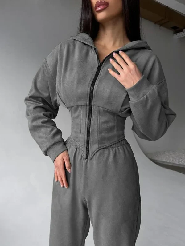 2025 Women's Washed High Waisted Wide Leg Sweatpants Cropped Long Sleeve Sweatshirt Sweatsuit for Women - Image 2