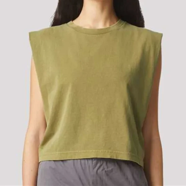 Women's Tee Boxy Fit Regular Fit Solid Color Sleeveless T-shirt Crew Neck Sweatshirt Tee for Women - Image 3