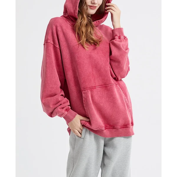 500gsm Heavy Plain Heavyweight Distress Oversized Blank Stone Acid Vintage Wash Hoodie Essentials Hoodie - Image 3