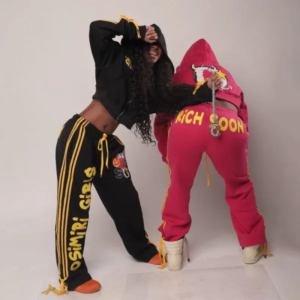 Womens Cotton Sweatsuit Sets Zip up Hoodie and Sweatpants Matching Applique Embroidery Y2K Streetwear Tracksuits - Image 3