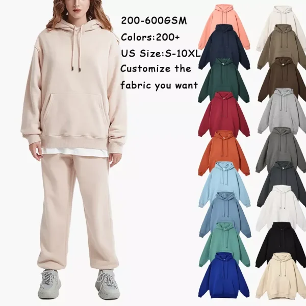 3D Acid Washed Vintage Hoodie Set for Women Blank Designer Pattern Embroidery Printed Jogging Tracksuit Winter - Image 5