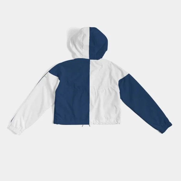 Women's Elastic Cuffs Large Pockets Mesh Lined Jogging Wear Half Zip Hoodie Set Nylon Waterproof Cropped Windbreaker Jacket - Image 3