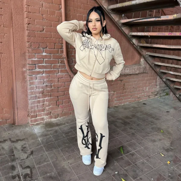 Essentials Tracksuit Women 2 Piece Outfits Hoodie Sweatsuits Set 100% Cotton Graphic Printed Streetwear Tracksuits - Image 3