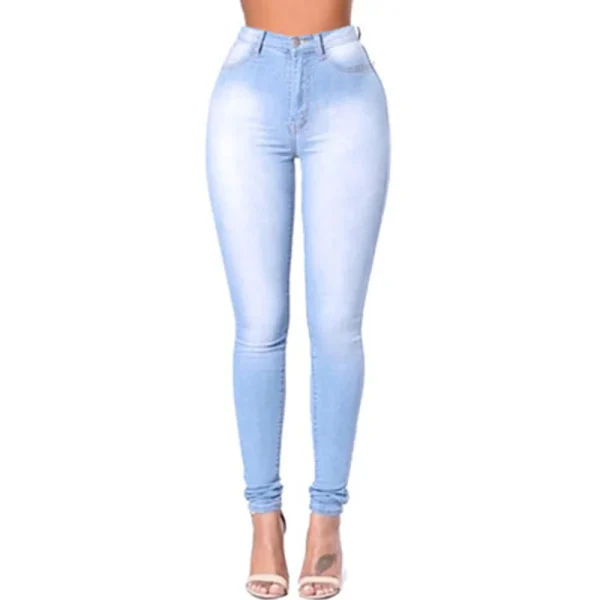 Hot Selling Plus Maxi Size High-elastic Classic Mid Rise Skinny Jeans Slim Denim Distressed Jeans - Image 4