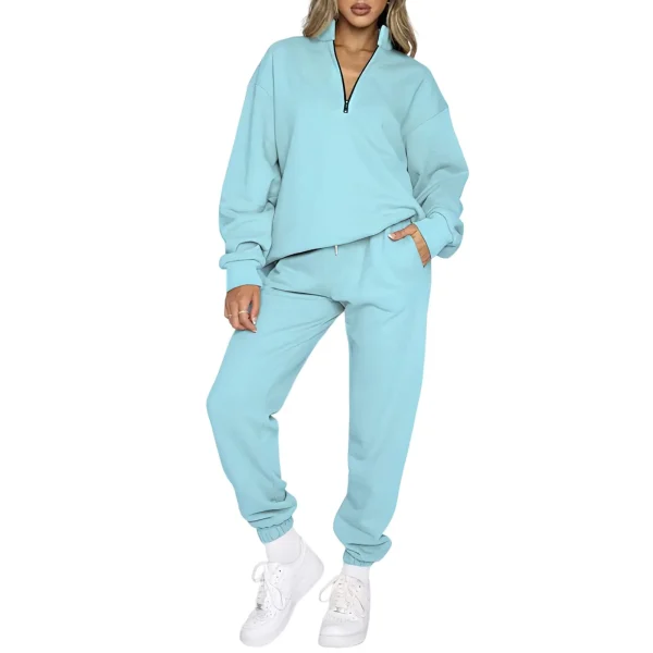 High Quality Jogging Suit Sweatsuit Unisex 2 Piece Set Fleece Pullover Fashion Plain Women Sweat Pant Cropped Hoodies Set - Image 2