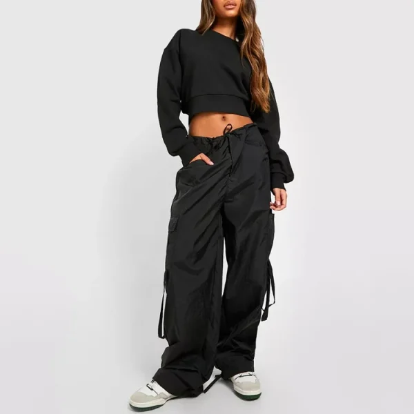 Wide Leg Denim Pants Women's Jeans Zipper Fly Low Rise Cargo Jeans Vintage Old Jeans