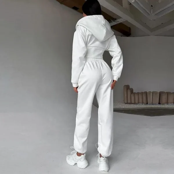 2025 Women's Washed High Waisted Wide Leg Sweatpants Cropped Long Sleeve Sweatshirt Sweatsuit for Women - Image 3