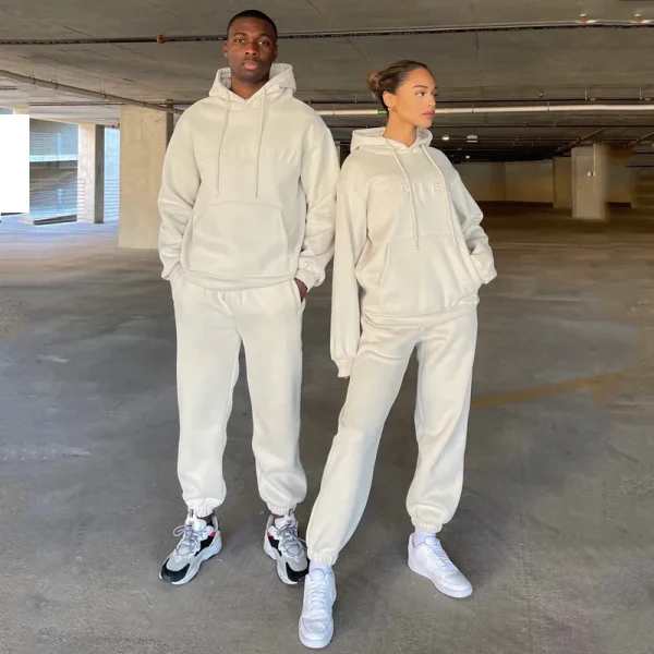 High Quality Unisex Heavyweight Sweatsuit Track Suit Sweatpants and Hoodie Set Women Men Sportswear Tracksuit - Image 5