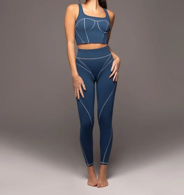 Women's Tight Sleeveless Line Design Waist-baring Sports Top Vest - Image 3