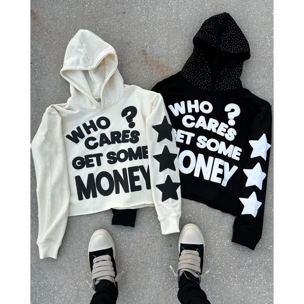 French Terry Cropped Puff Print Hoodie 3d Puff Printing Raw Hem Men's Hoodies Sweatshirts