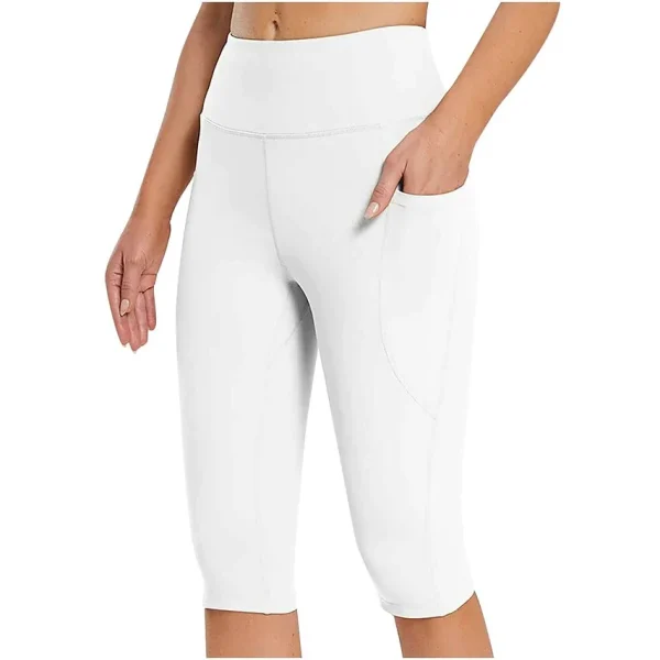 Women's Yoga Pants Side Pockets Butt Lift High Waist Yoga Fitness Gym Workout Capri Leggings