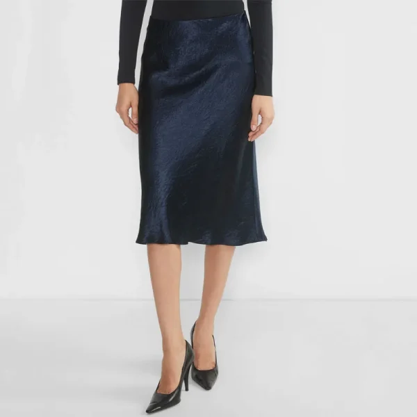 Women's Midi Satin Skirt Dressy Casual Summer High Waisted a Line Flowy Ruffle Elegant Party Skirts - Image 6