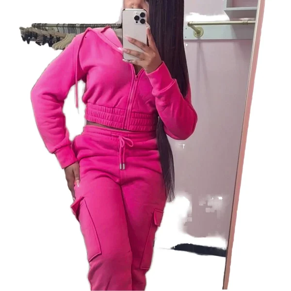 Streetwear Cotton Sweat Jogger Clothing Cargo Pants Sweatsuit Set Women Cotton Vendor Blank Jogging Wear Tracksuits Women - Image 2