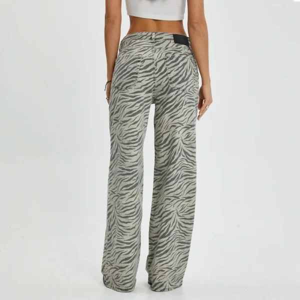 Streetwear Y2K Wide Leg Zebra Baggy Jeans Mujers Jeans High Waisted Loose Washed Denim Pants for Women - Image 3