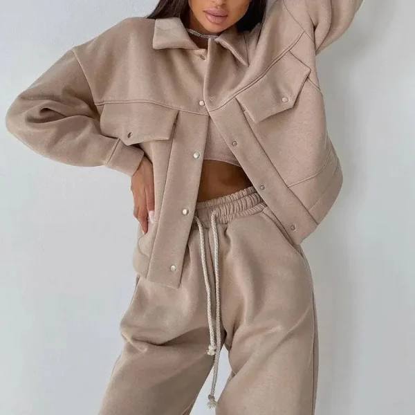 Fashion Two Piece Set Women Fall Clothing Casual Jacket Pants Suit Long Sleeve Jacket Jogger Matching 2 Piece Set - Image 2