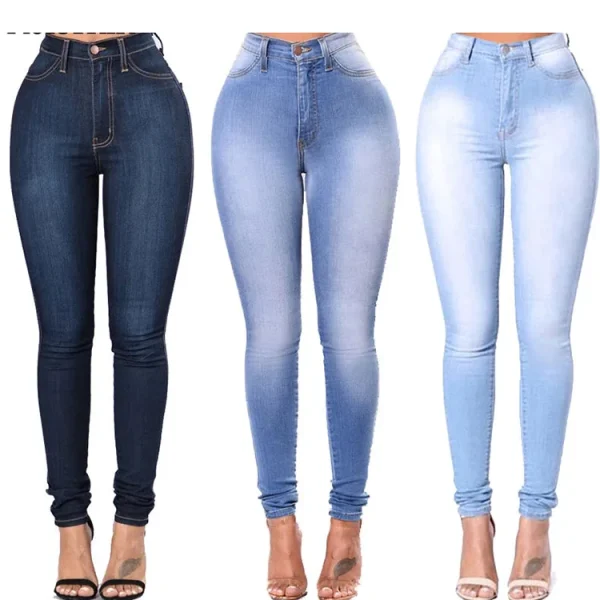 Hot Selling Plus Maxi Size High-elastic Classic Mid Rise Skinny Jeans Slim Denim Distressed Jeans - Image 2