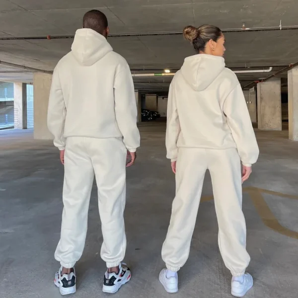 Tracksuit Cotton Tracksuits Oversized Unisex Joggers Suits Set Men Women Sweatpants and Hoodie 2 Piece Set - Image 2