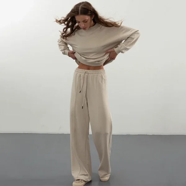 Womens 2 Piece Outfits Sweatsuit Oversized Crewneck Sweatshirt Lounge Sets Fleece Pullover Tops and Jogger Tracksuit Matching